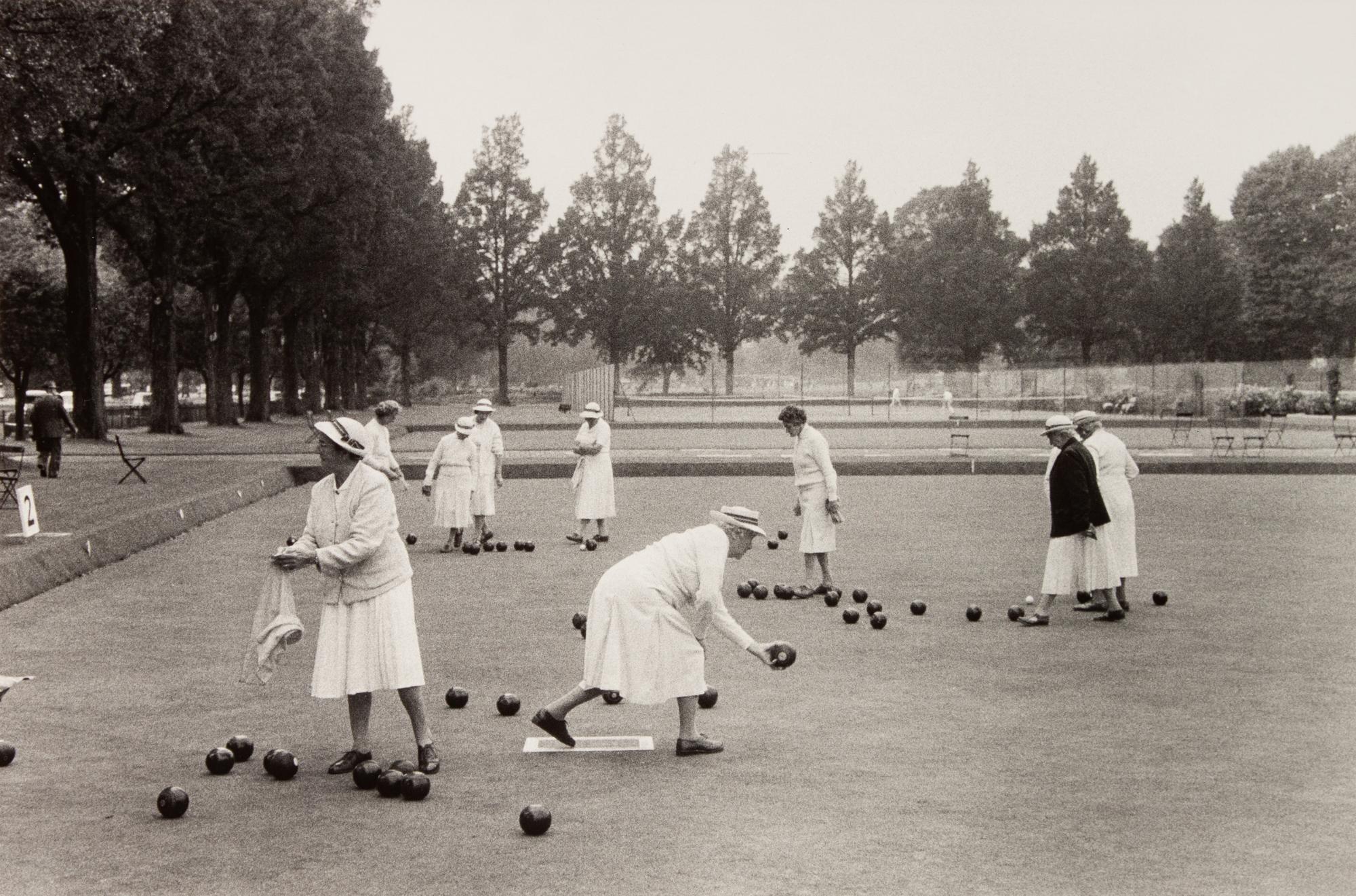 A group of four photographs ( Sicily , 1961; The Cafeteria , 1973; The Trip West, Camp Ground , 1966; Women Playing Bocce, Brighton , 1960)