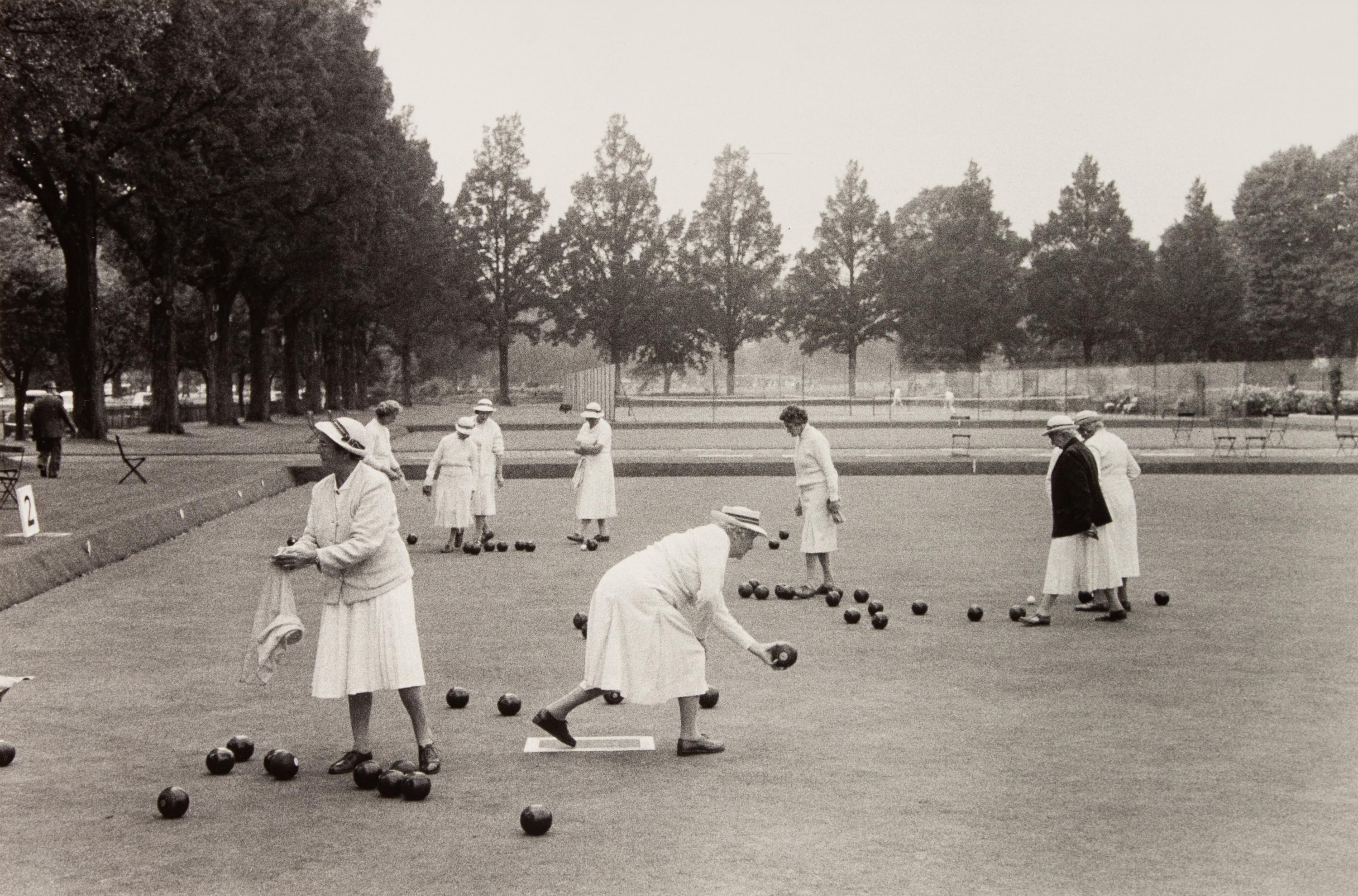 A group of four photographs ( Sicily , 1961; The Cafeteria , 1973; The Trip West, Camp Ground , 1966; Women Playing Bocce, Brighton , 1960)