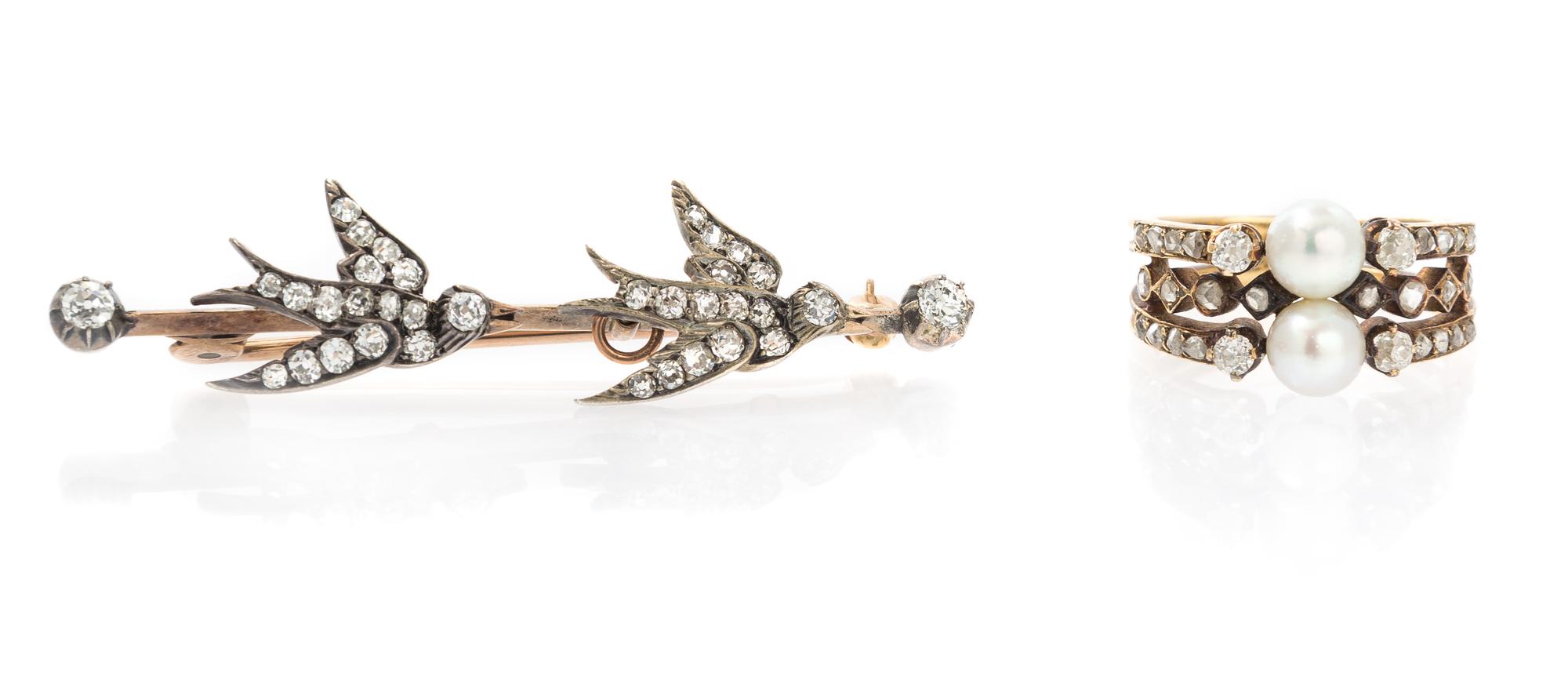 A Collection of Diamond and Pearl Jewelry, 6.80 dwts.