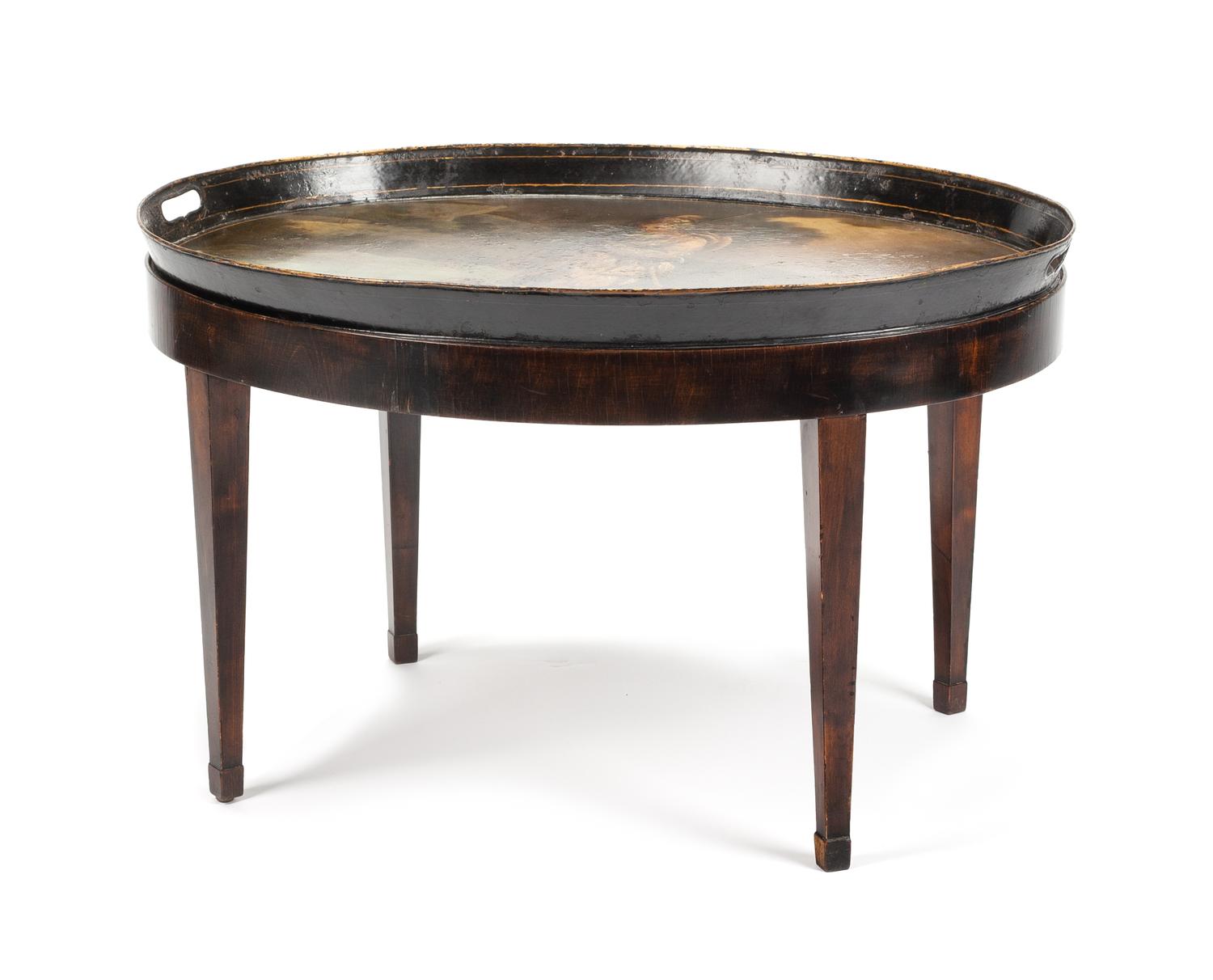 An English Painted Tole Tray Width 30 inches. — 18TH/19TH CENTURY