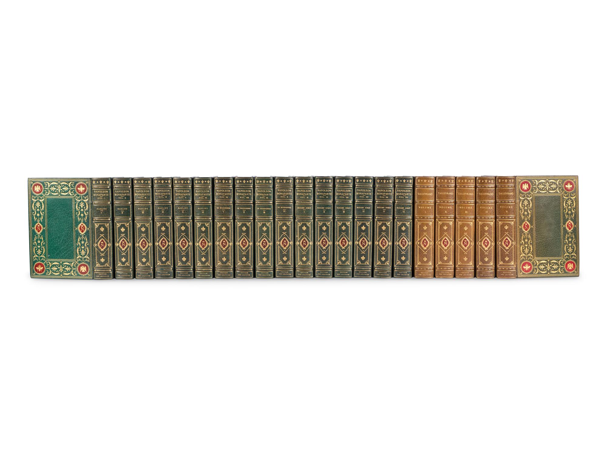 [BONAPARTE, Napoleon (1769-1821)]. [The Napoleon Series]. HAZLITT, William (1778-1830). Life of Napoleon Bonaparte . 6 volumes. -- BOURRIENNE, Louis Antoine Fauvelet de (1769-1834). Memoirs of Napoleon Bonaparte . 4 volumes. -- JUNOT, Laure, Duchesse D'Abrantes (1784-1838). Memoirs of Madame Junot . 6 volumes. -- TALLEYRAND, Charles-Maurice, prince de (1754-1838). Memoirs of the Prince de Talleyrand . 5 vols. London: The Grolier Society, [ca 1905].