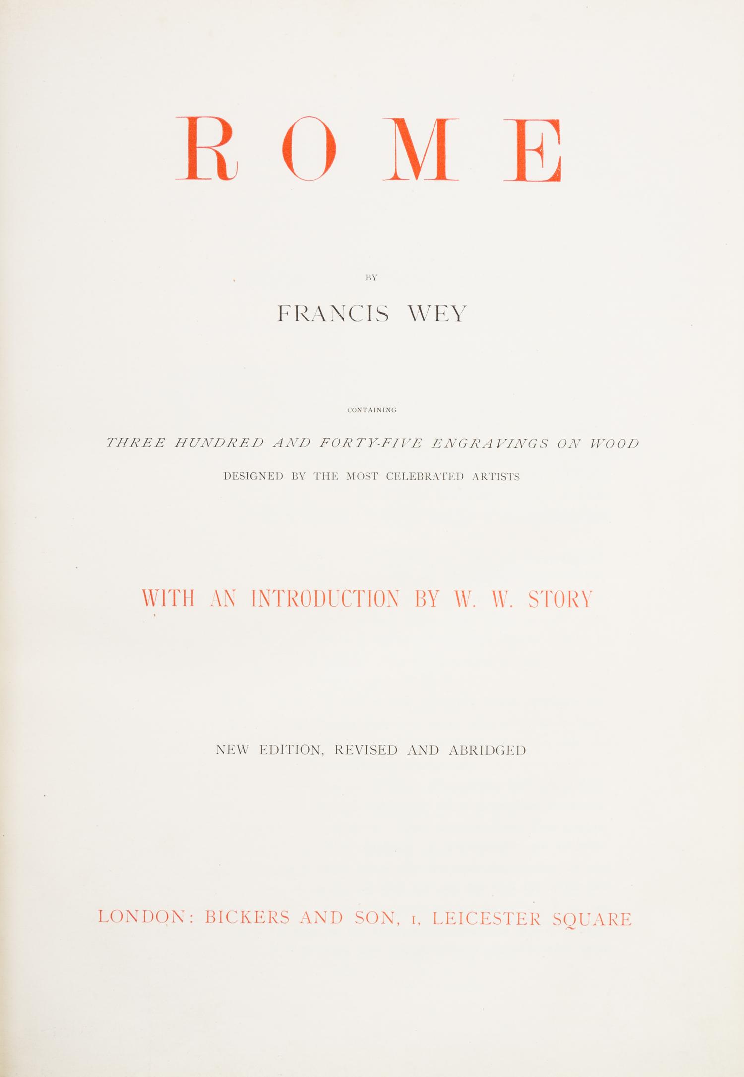 WEY, FRANCIS. Rome. London, n.d.