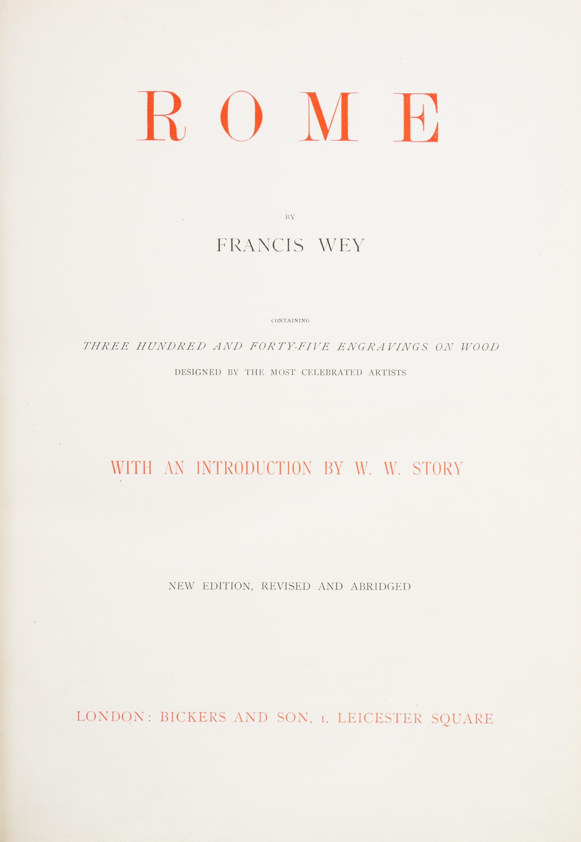 WEY, FRANCIS. Rome. London, n.d.