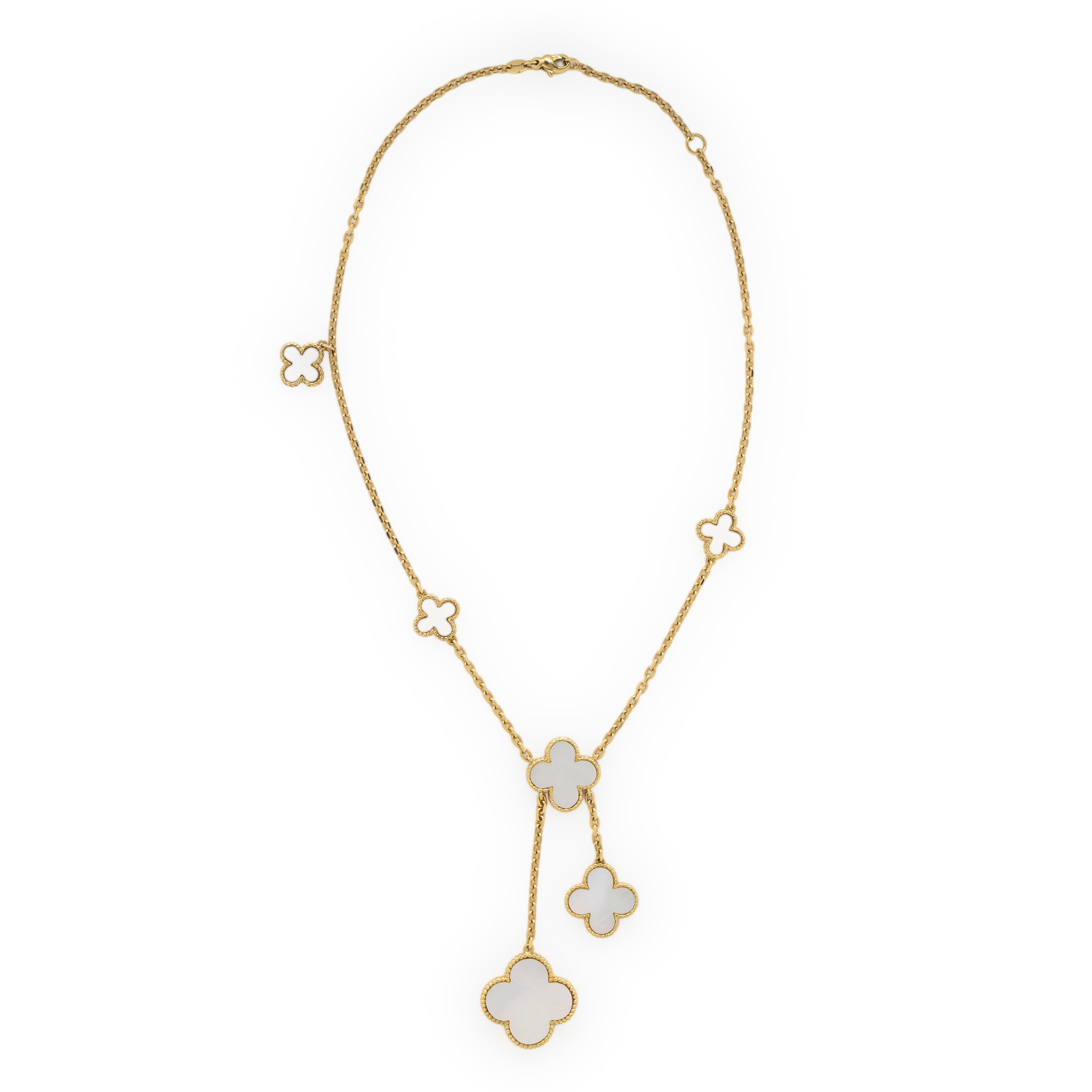 Mother-of-Pearl and Yellow Gold Quatrefoil Necklace