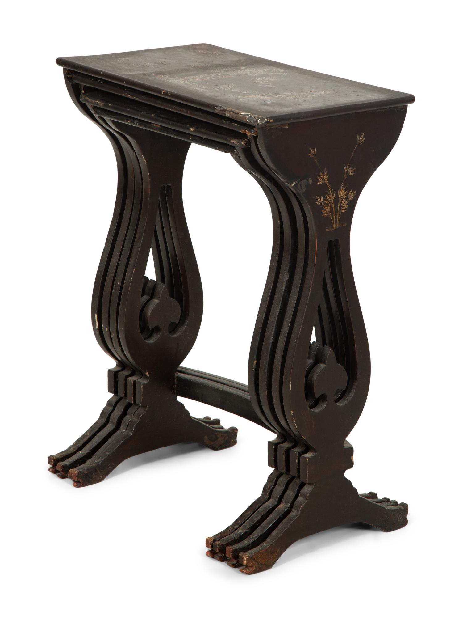 A Victorian Japanned Nest of Four Tables