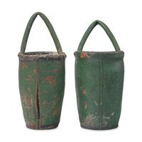 An Assembled Pair of Painted Leather Fire Buckets