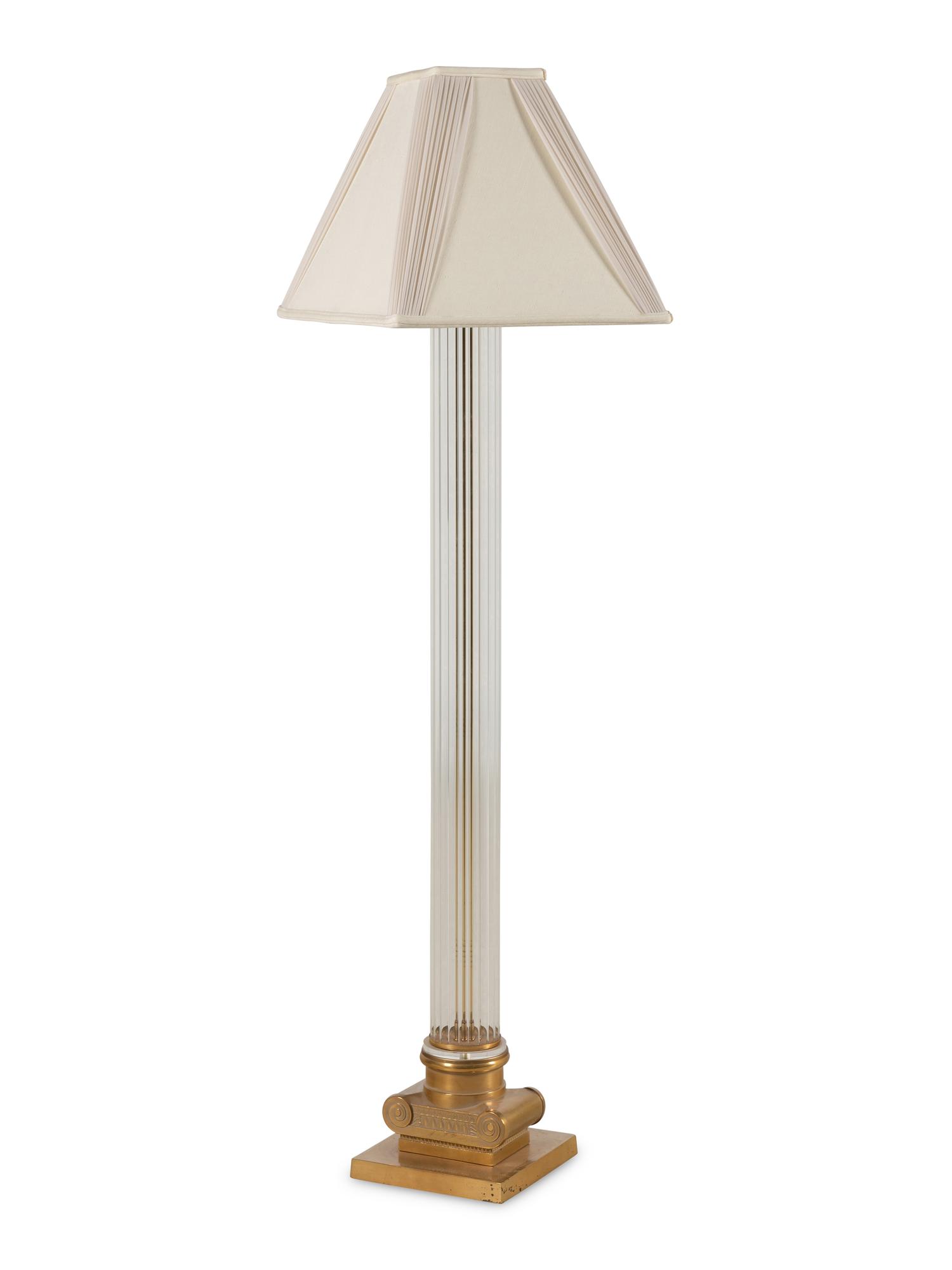 A Gilt-Metal and Glass Floor Lamp