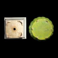 A Chinese Green Ground Famille Rose Porcelain Covered Box and a Famille Rose Planter, Late Qing Dynasty-Early Republic Period 晚清-民國 粉彩四方花盆及綠地瓜棱紋捧盒