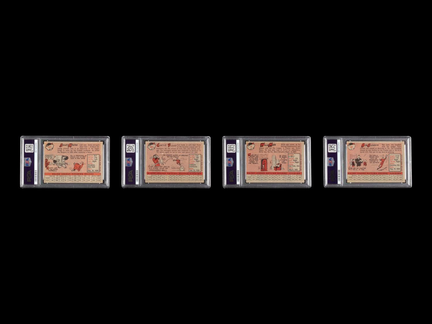 A Group of PSA Graded 1958 Topps Baseball Cards Including Mays, Koufax and Clemente