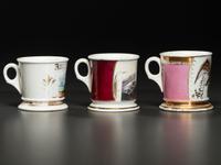 Three Porcelain Occupational Shaving Mugs Related to Food and Beverage Trades