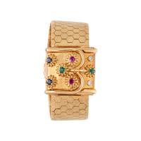 ROLEX, YELLOW GOLD AND MULITIGEM HIDDEN DIAL BRACELET WATCH