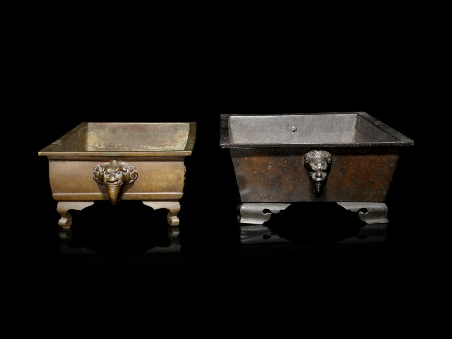 Two Bronze Rectangular Planters