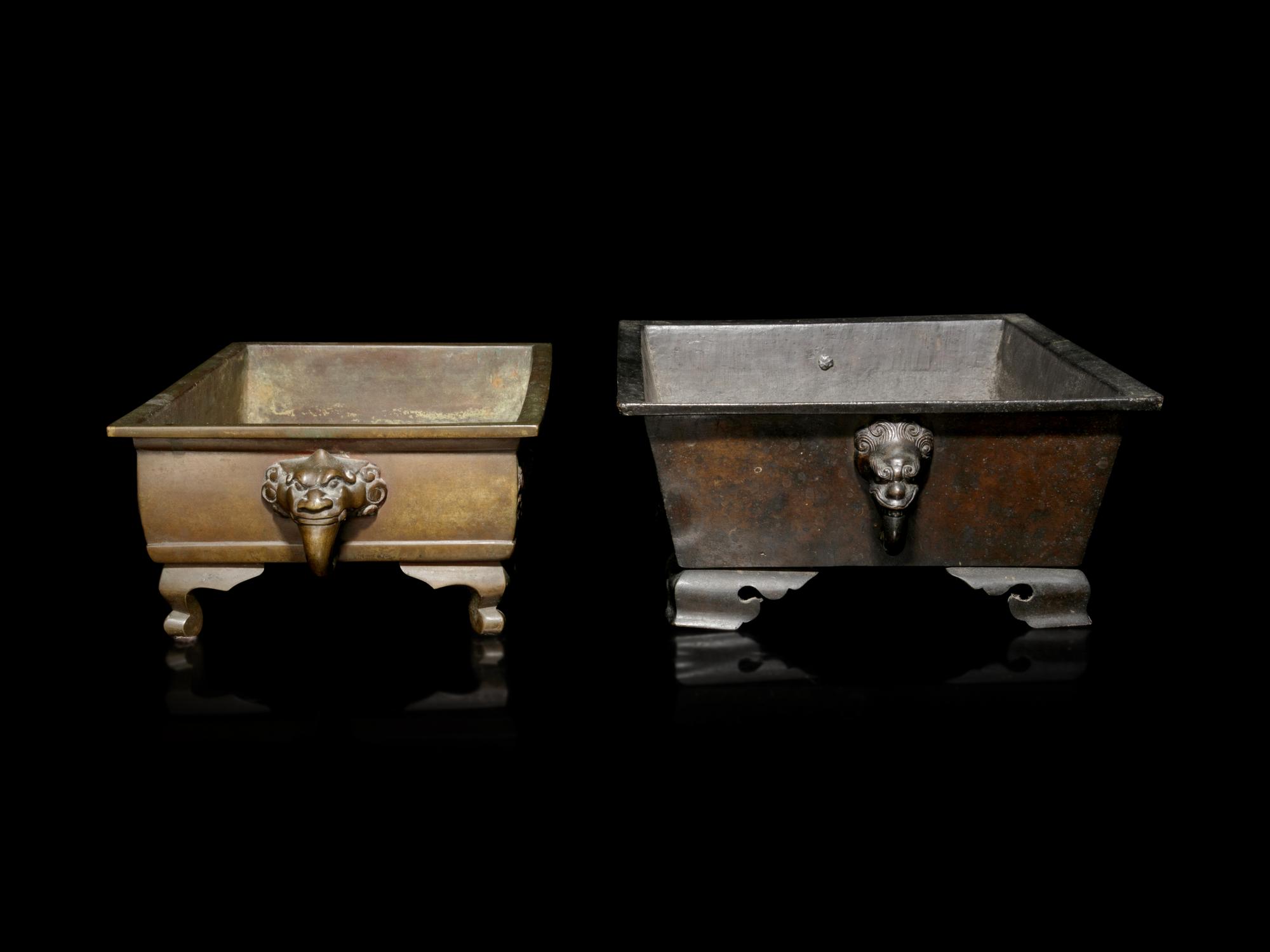 Two Bronze Rectangular Planters