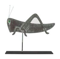 A Molded Copper and Zinc, Glass-Inset Grasshopper Weathervane