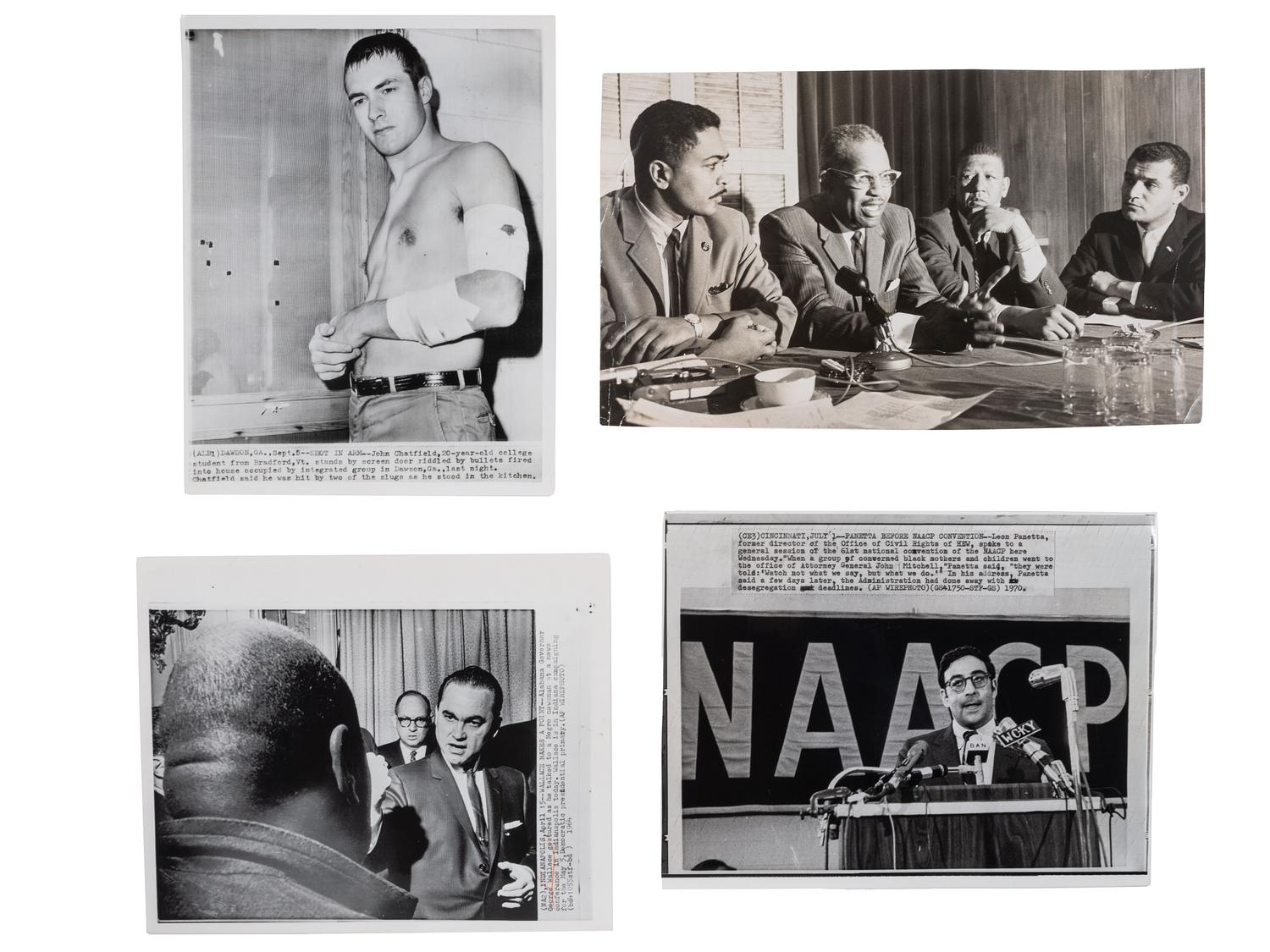 [CIVIL RIGHTS]. A group of 12 press photographs of African American and white politicians and civil rights activists. Ca 1958-1970.