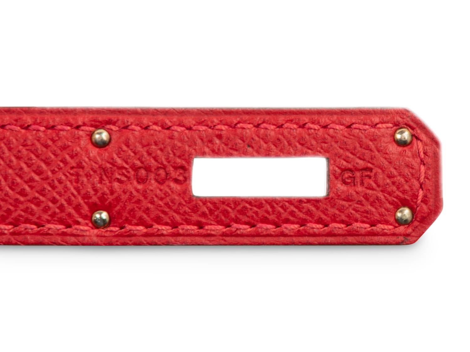 Red Hermès Epsom Leather Kelly 32 with Strap, 2014