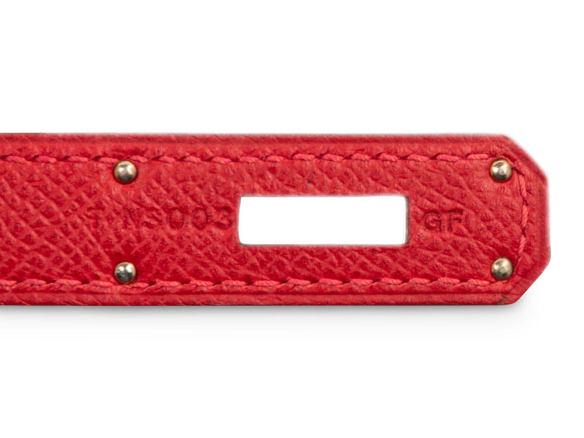 Red Hermès Epsom Leather Kelly 32 with Strap, 2014