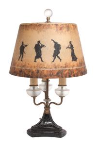 A Jefferson Reverse Painted Table Lamp Diameter of shade 13 1/2 x height overall 21 3/4 inches. — FIRST HALF 20TH CENTURY