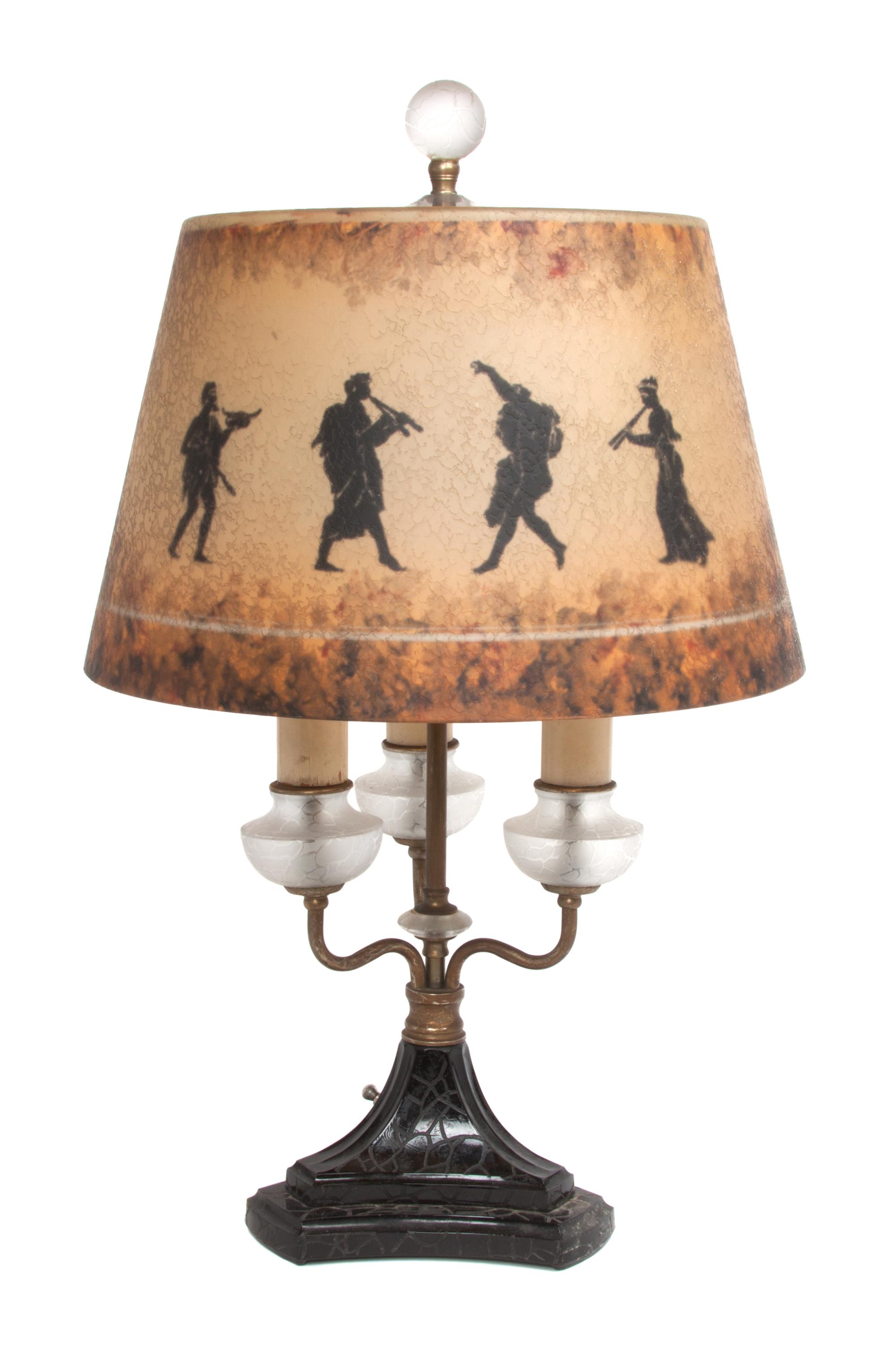 A Jefferson Reverse Painted Table Lamp Diameter of shade 13 1/2 x height overall 21 3/4 inches. — FIRST HALF 20TH CENTURY