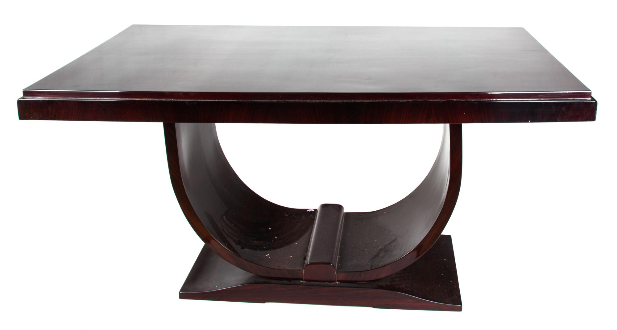 A French Art Deco Mahogany Veneered Dining Table Height 30 x width 60 x depth 38 inches. — 20TH CENTURY