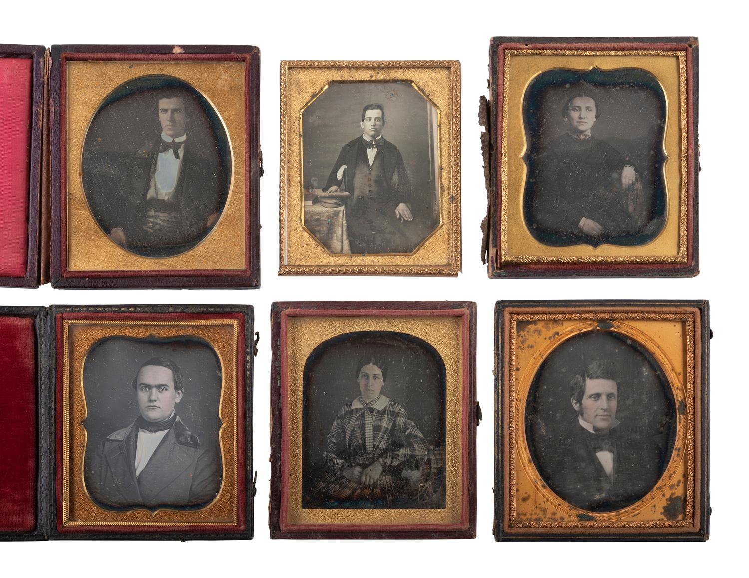 [EARLY PHOTOGRAPHY]. 37 sixth plate daguerreotypes of men and women.