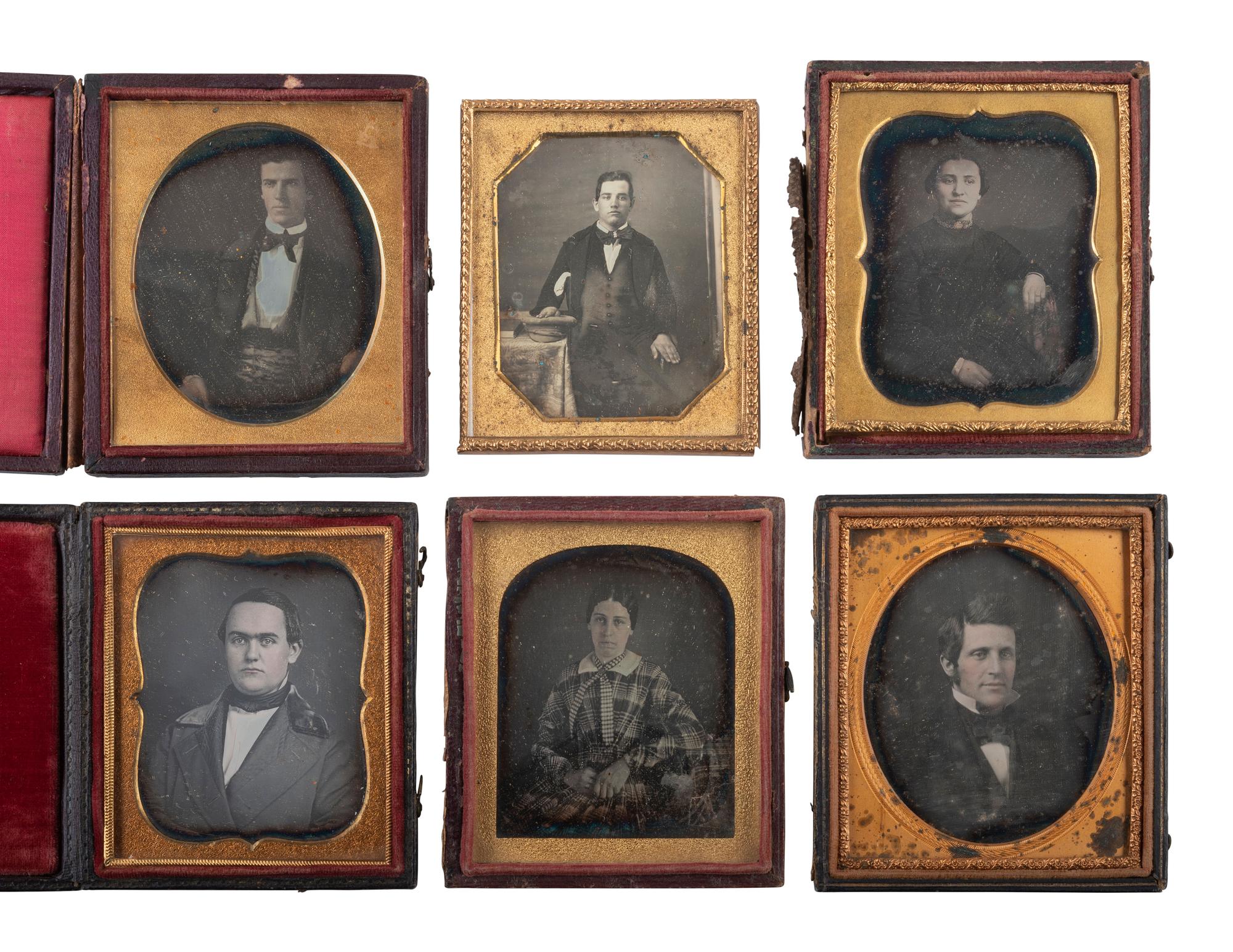 [EARLY PHOTOGRAPHY]. 37 sixth plate daguerreotypes of men and women.