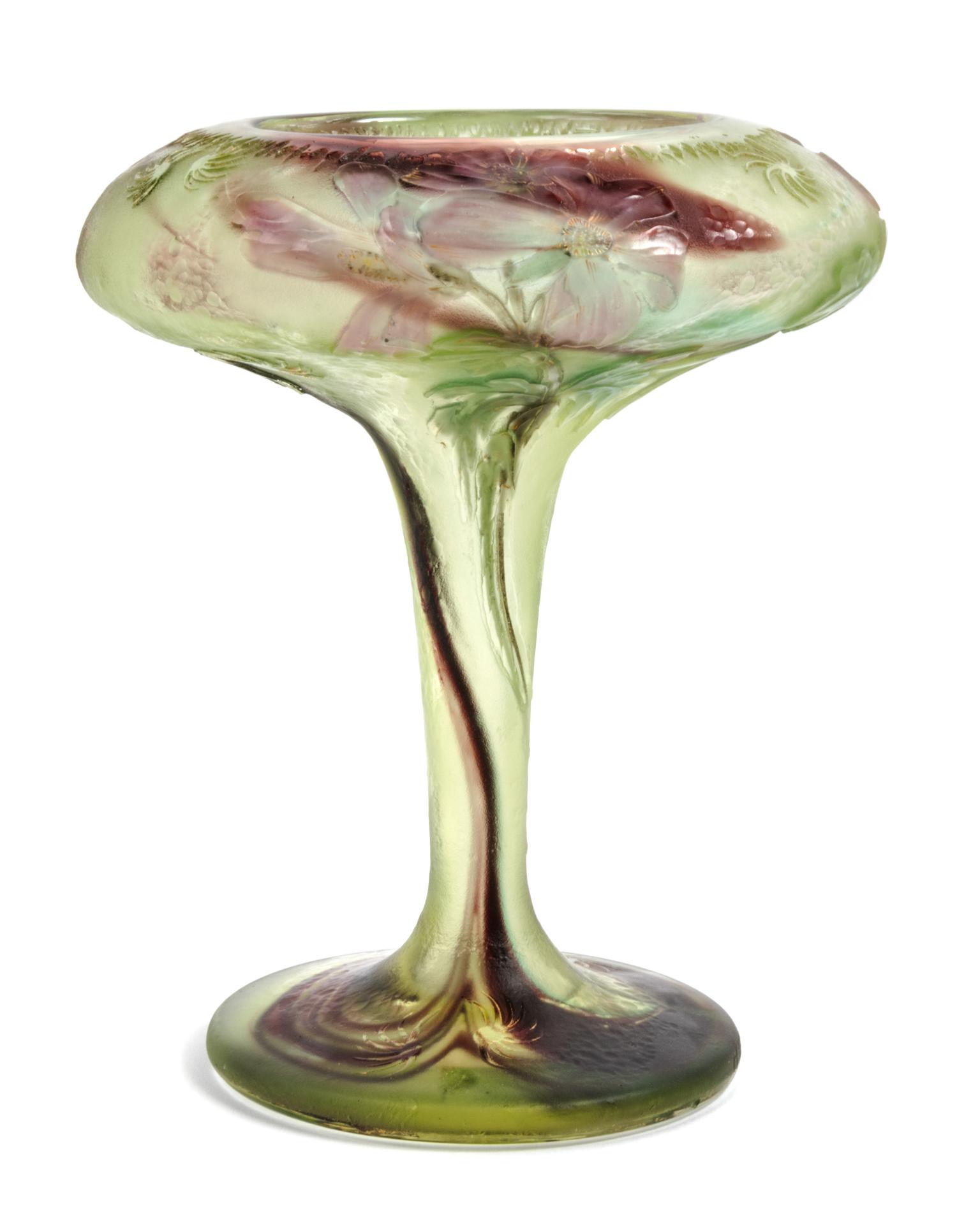 Burgun & Schverer, EARLY 20TH CENTURY, a cameo glass compote, with floral decoration