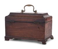 A George III Barberpole Inlaid Walnut Tea Caddy