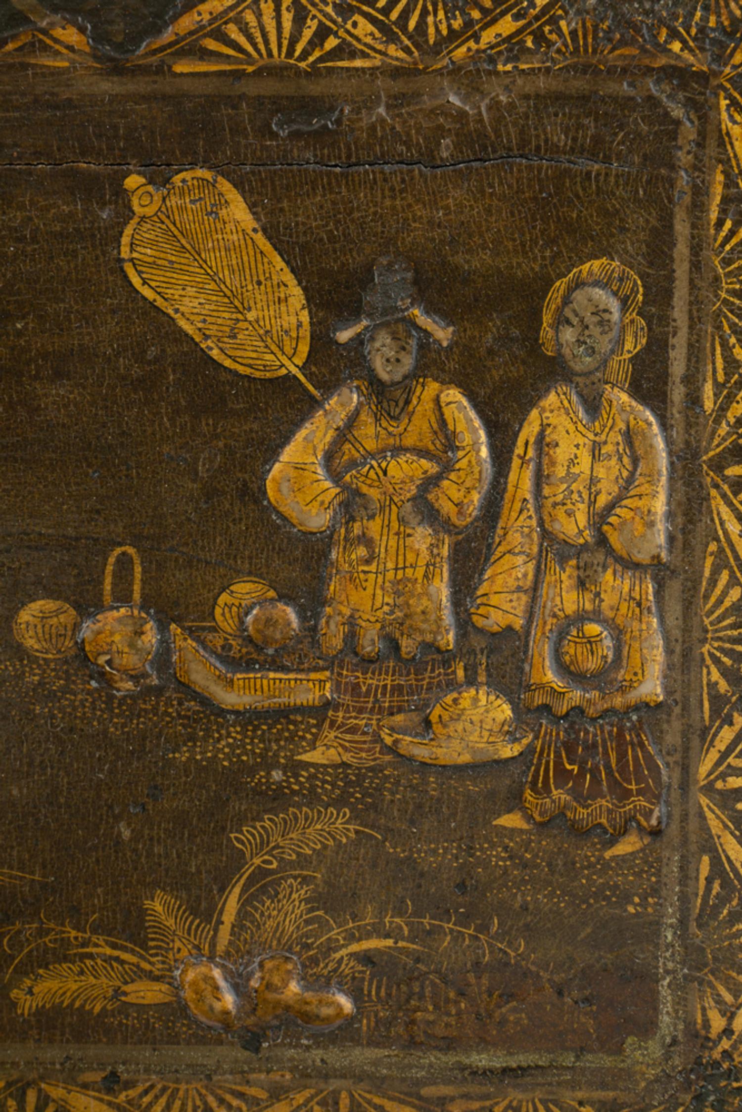 A George I Black and Gilt-Japanned Dressing Mirror