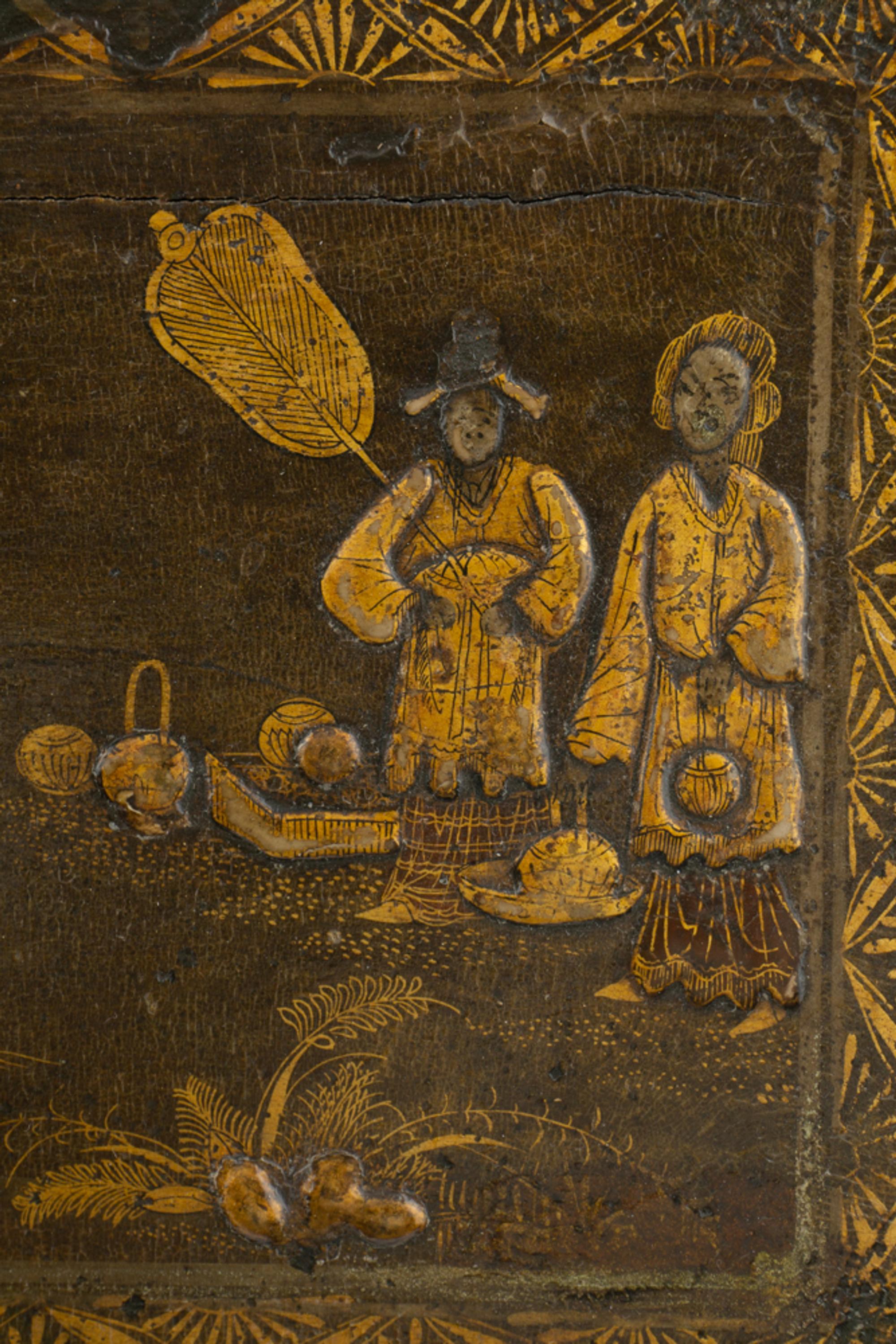 A George I Black and Gilt-Japanned Dressing Mirror