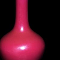 A Small Chinese Ruby Red Glazed Bottle Vase, Qianlong Mark 乾隆款 紅釉直頸瓶