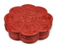 A Chinese Export Carved Red Lacquer Box
