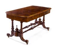 A Regency Burlwood Writing or Sofa Table Height 31 x width 56 1/2 x depth 29 1/2 inches. — 19TH CENTURY