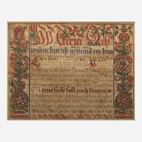 Attributed to the Leacock Township Artist A Fraktur birth record and blessing for Maria Schwab, Leacock Township, Lancaster County, PA, dated "1793"