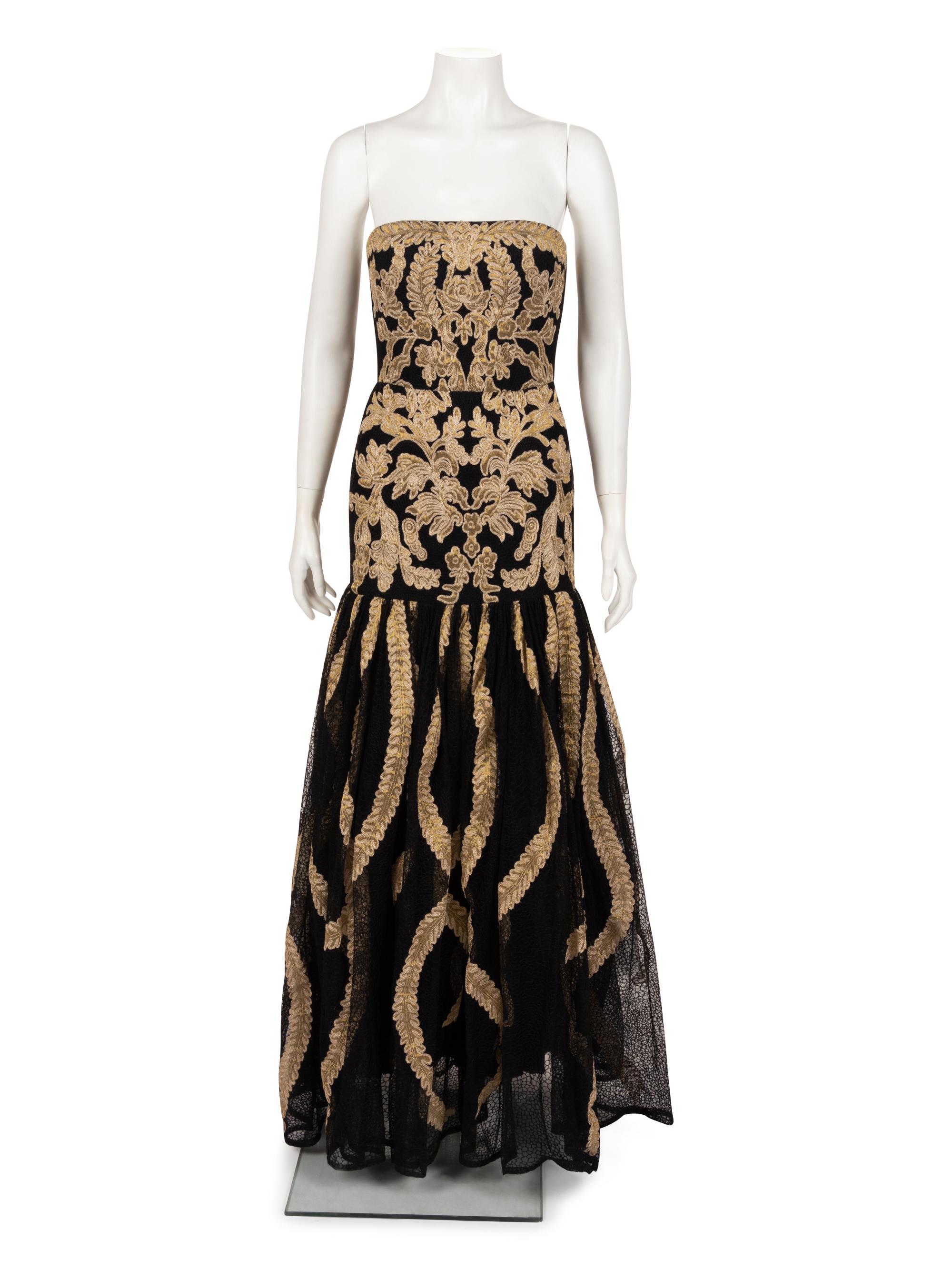 Naeem Khan Silk Strapless Evening Dress, 1990s