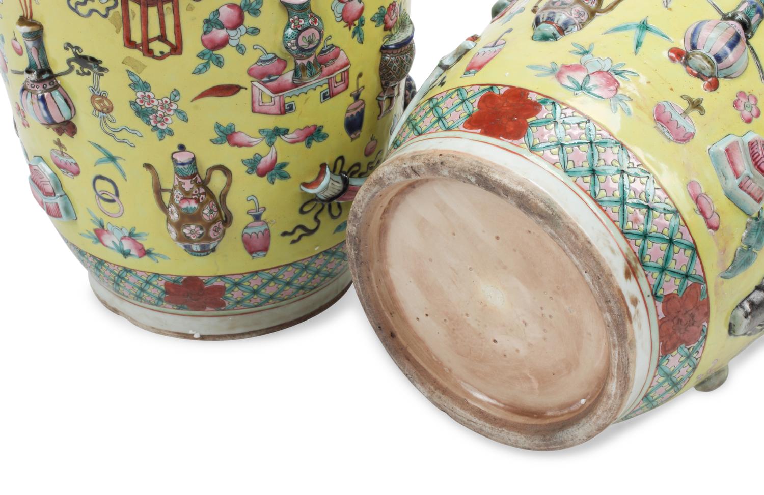 A Near Pair of Chinese Yellow-Ground Porcelain Vases