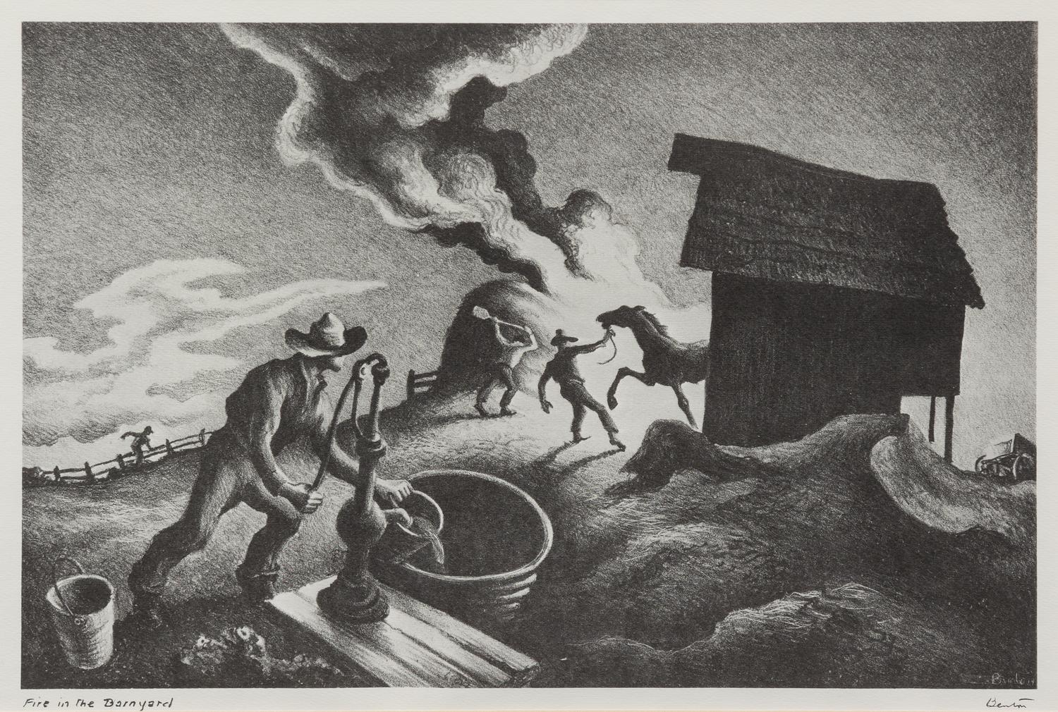 Thomas Hart Benton, (American, 1889-1975), Fire in the Barnyard, 1944