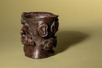 A Carved Bamboo 'Pine and Crane' Libation Cup