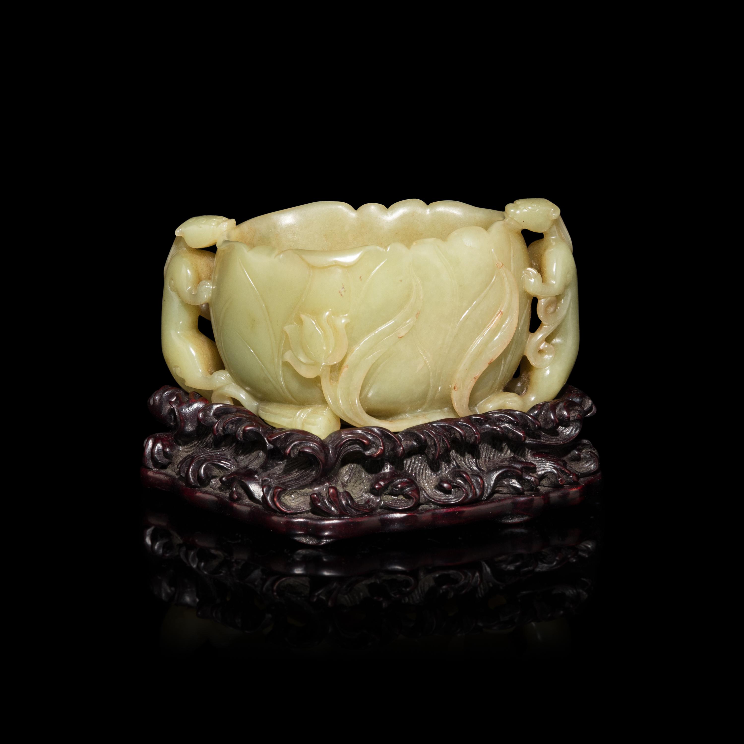 A Chinese Yellow Jade 'Lotus' Washer 黃玉荷葉式洗