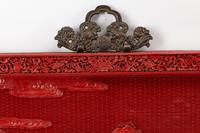 A Pair of Chinese Export Carved Red Lacquer Panels