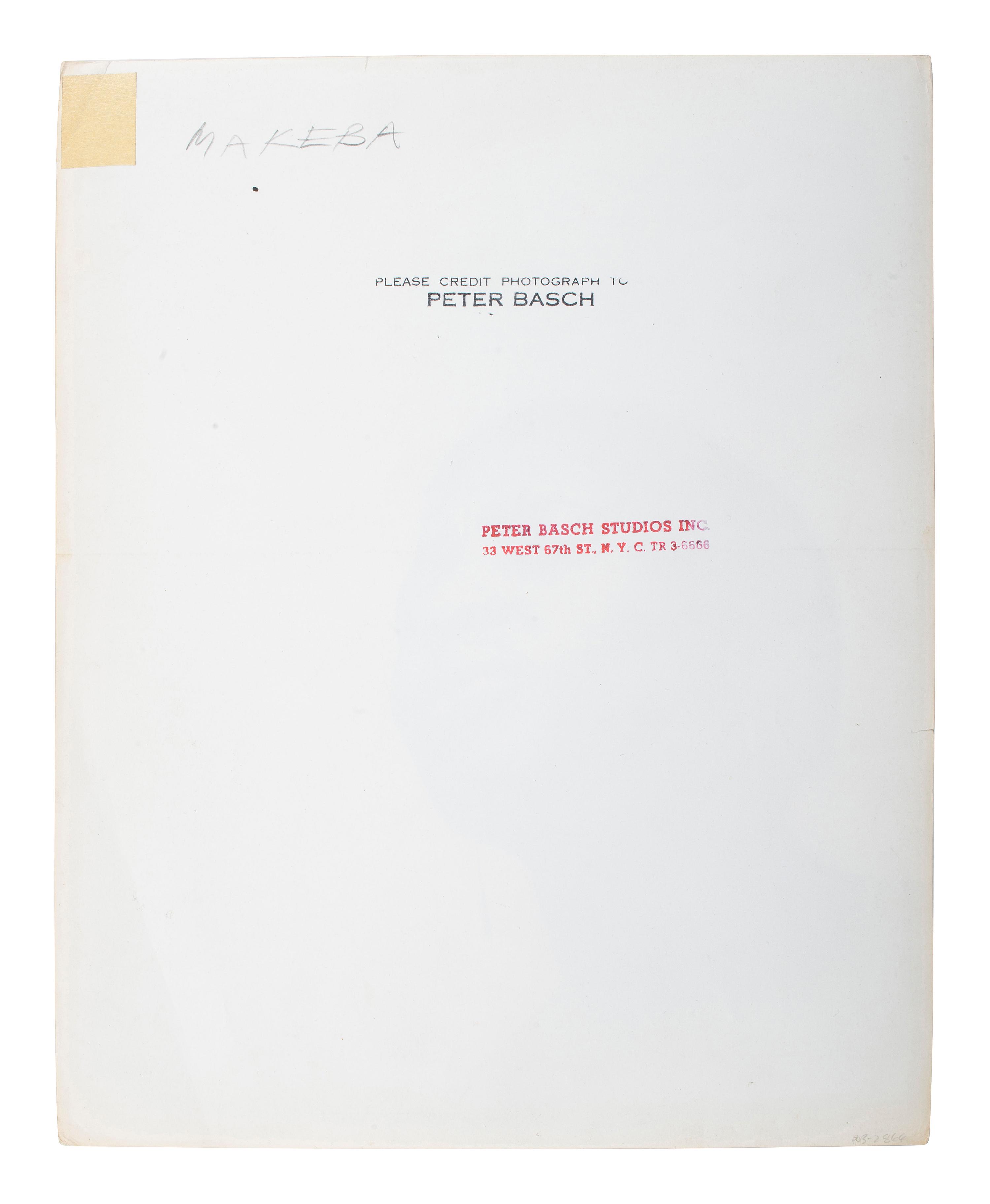 [PHOTOGRAPHY]. BASCH, Peter (1921-2004), photographer. Makeba . New York, ca 1970.