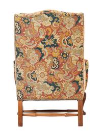 A Queen Anne-Style Mahogany and Upholstered Wingback Chair