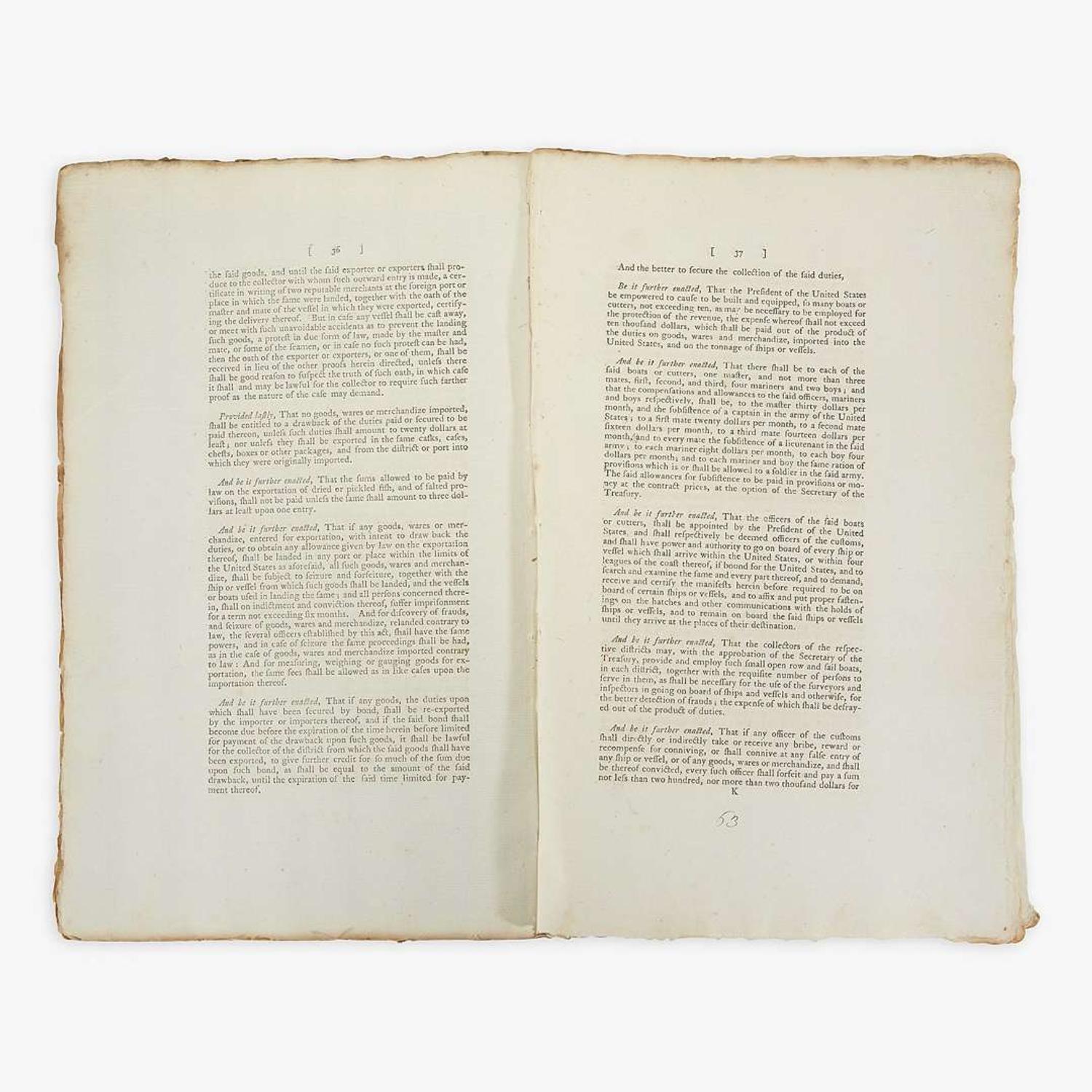 [Hamilton, Alexander] [Coast Guard] An Act to provide more effectually for the Collection of the Duties imposed by Law on Goods, Wares and Merchandize imported in