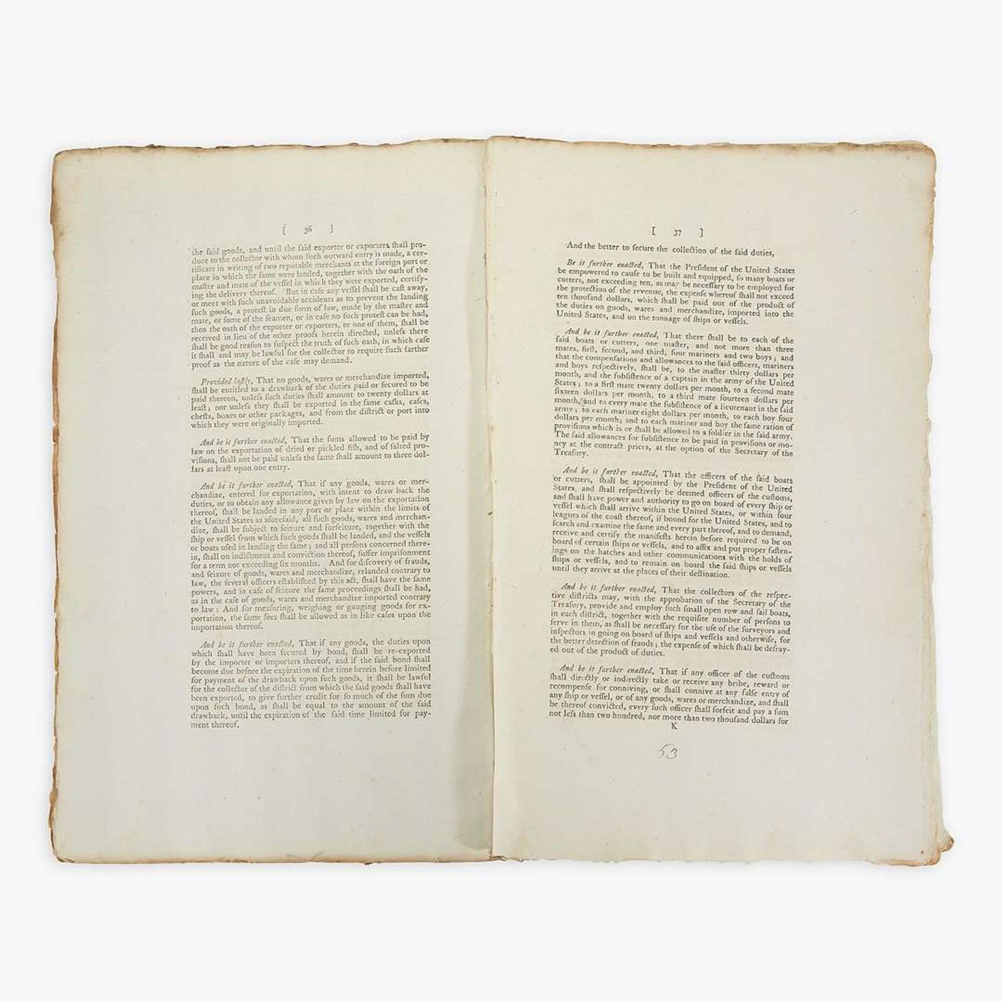 [Hamilton, Alexander] [Coast Guard] An Act to provide more effectually for the Collection of the Duties imposed by Law on Goods, Wares and Merchandize imported in