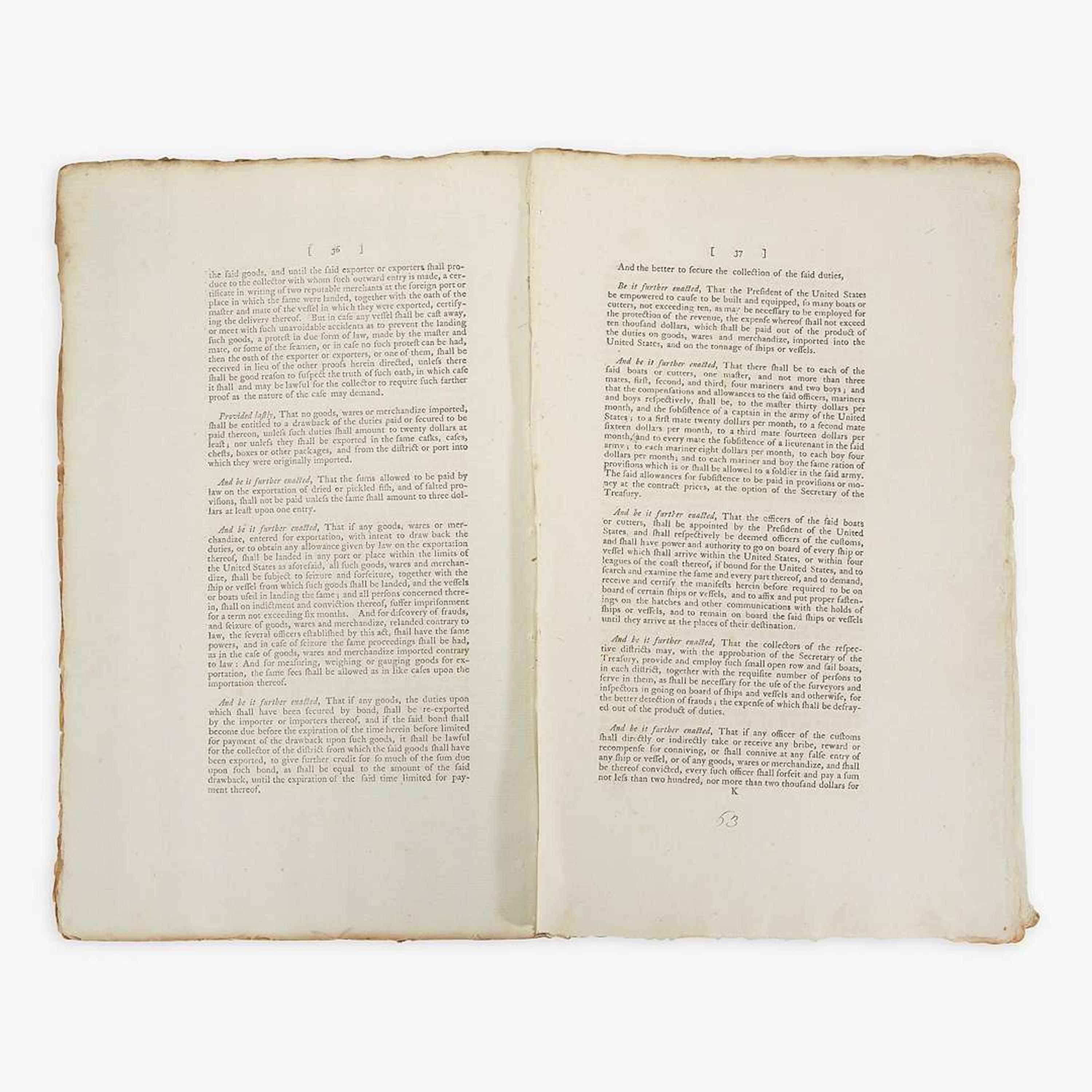 [Hamilton, Alexander] [Coast Guard] An Act to provide more effectually for the Collection of the Duties imposed by Law on Goods, Wares and Merchandize imported in