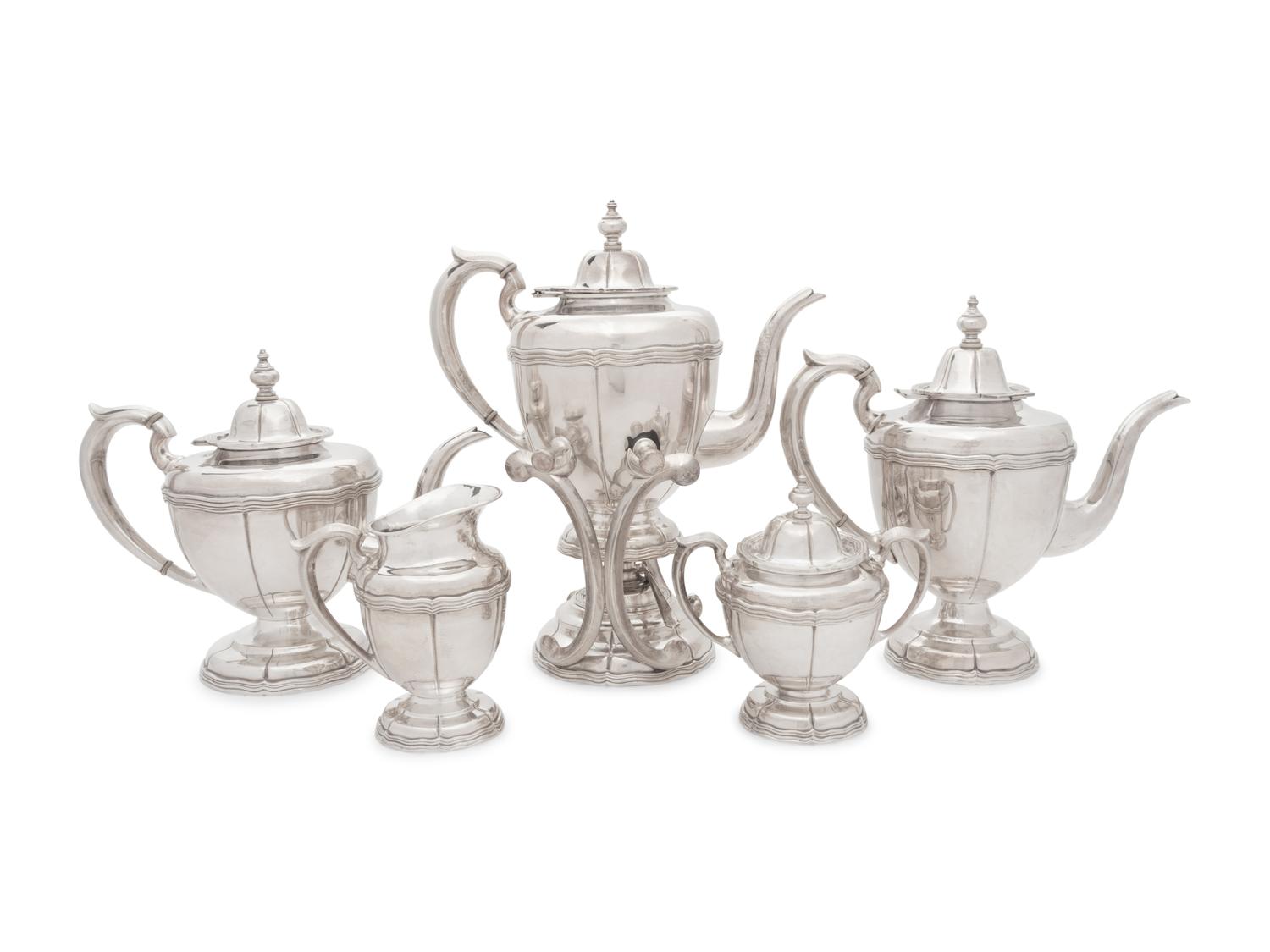 A Sanborns Silver Six-Piece Tea and Coffee Service