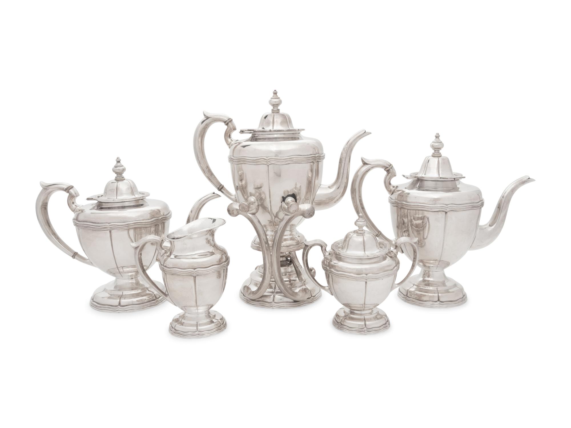 A Sanborns Silver Six-Piece Tea and Coffee Service