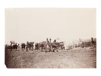 [CIVIL WAR]. Photographer unknown. View of unidentified company of soldiers and civilians in the field. 1861-1865.