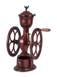 An Elgin National Painted Cast Iron Coffee Mill with Eagle Finial
