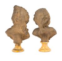 A Pair of Terracotta Portrait Busts of Charles Philippe and Madame Clotilde